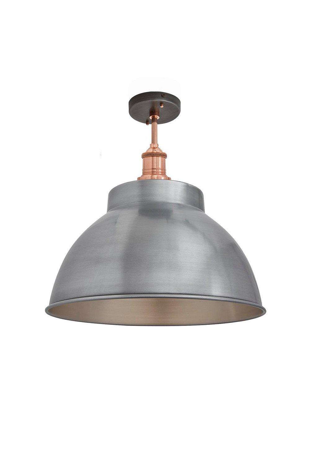 Brooklyn Dome Flush Mount, 13 Inch, Light Pewter, Copper Holder